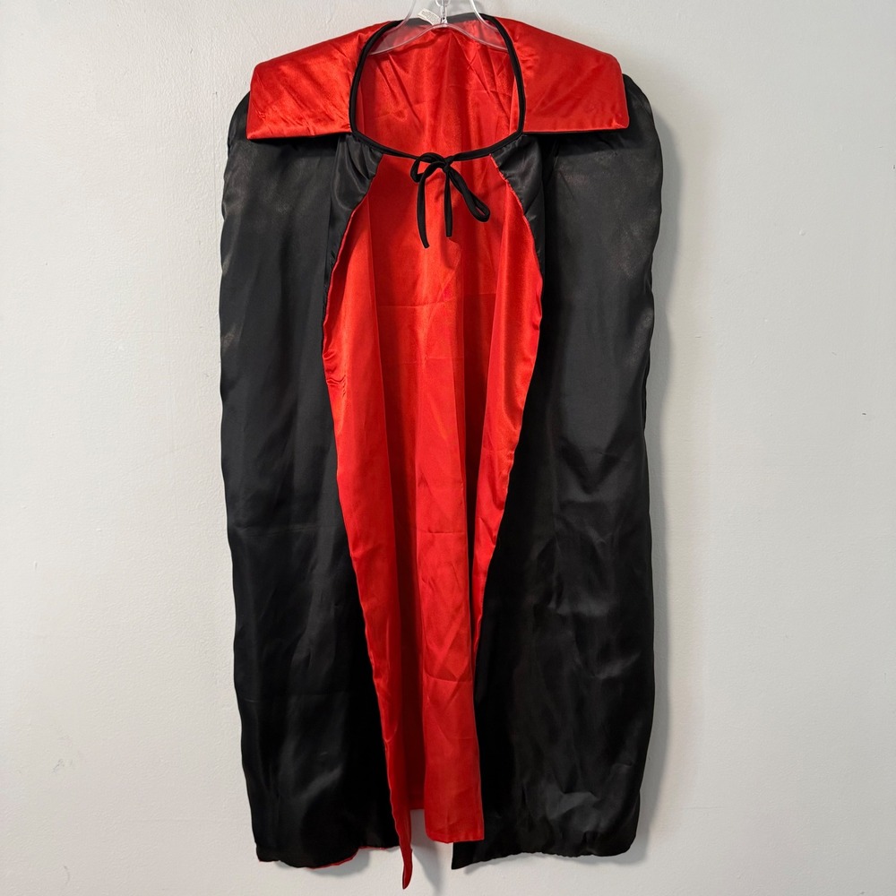 Black and Red Satin Vampire Cape Adult Halloween Costume Cloak One Size